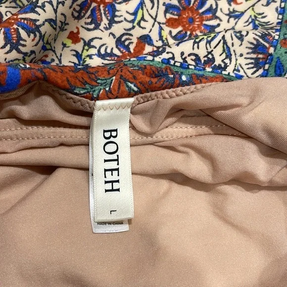 BOTEH Clementine Zoey Button Detail Multi Print One Piece Swimsuit SZ L - Picture 8 of 10